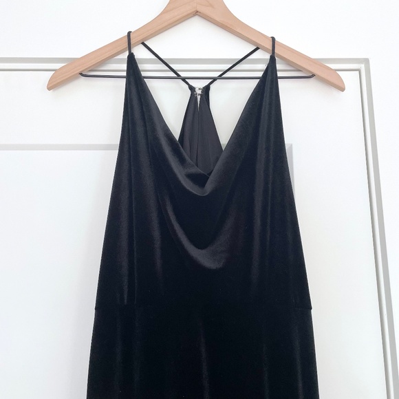 Jenny Yoo Cowl Neck Velvet Bridesmaid Gown Black Sullivan Maxi Dress - Picture 4 of 10